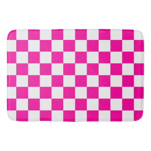 Geruite neon roze en wit badmat