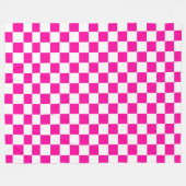 Geruite neon roze en wit fleece deken (Voorkant (Horizontaal))