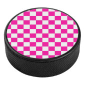 Geruite neon roze en wit hockey puck (3/4)