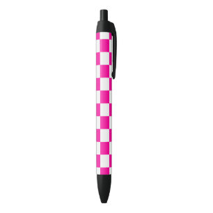 Geruite neon roze en wit zwarte inkt pen