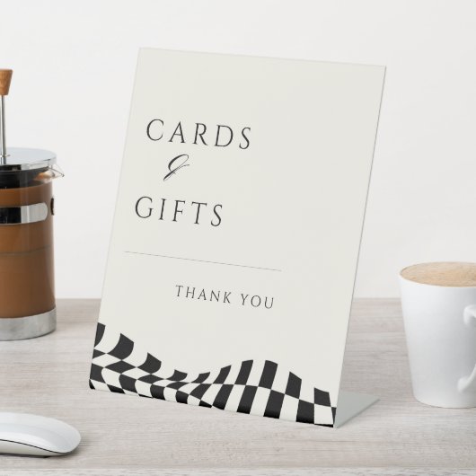 geruite patroonkaarten en huwelijkscadeaus reclamebord met voetstuk (Insitu)