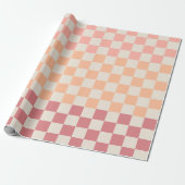 Geruite Peach Pink Pastel Blush Gradient Patroon Cadeaupapier (Uitgerold)