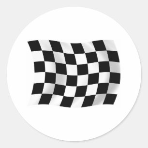 Geruite racevlagsticker ronde sticker