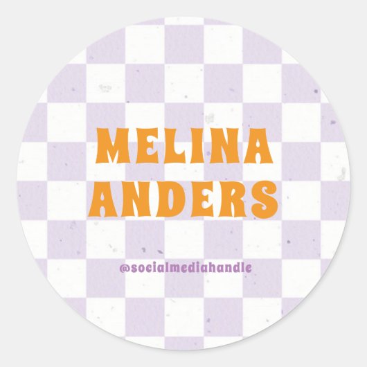 Geruite retro ronde sticker (Voorkant)