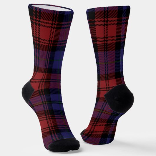 Geruite Rode Paarse Geruite Landelijke Tartan Sokken (Gebogen)