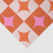 Geruite roze Sinaasappel Midden-eeuwse Starbursts Tissuepapier (Detail)