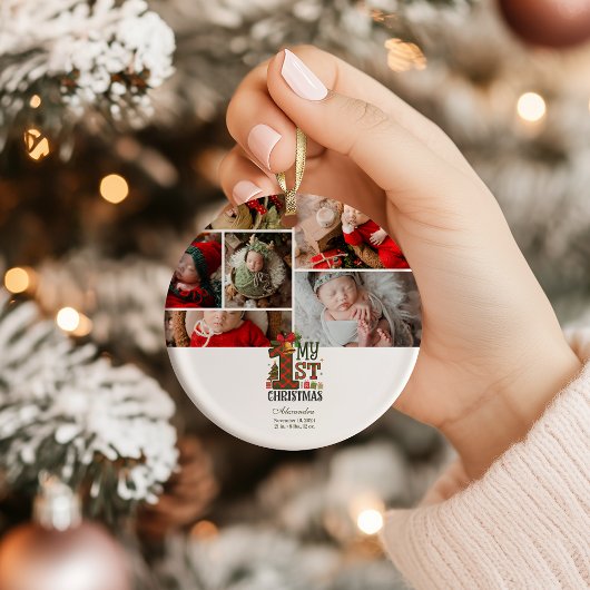 Geruite Rustic Eerste Kerstmis Ornament