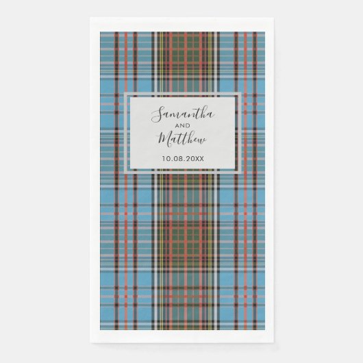 Geruite Rustieke Script Bruiloft Tartan Servet (Voorkant)