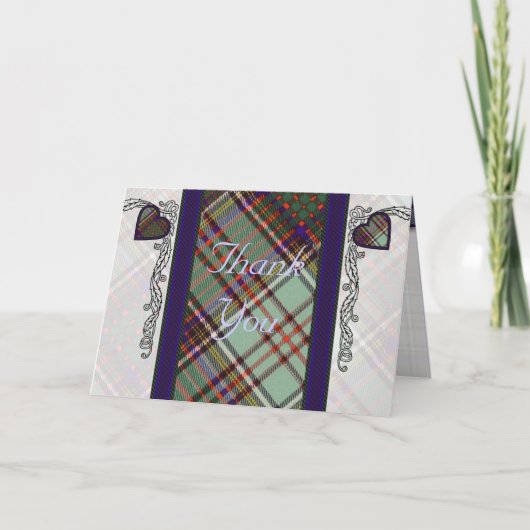 Geruite Schotse wollen stof & harten - dank u - Bedankkaart (Voorkant)