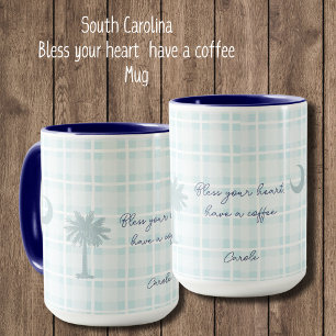 Geruite South Carolina mok met palmboom en maan