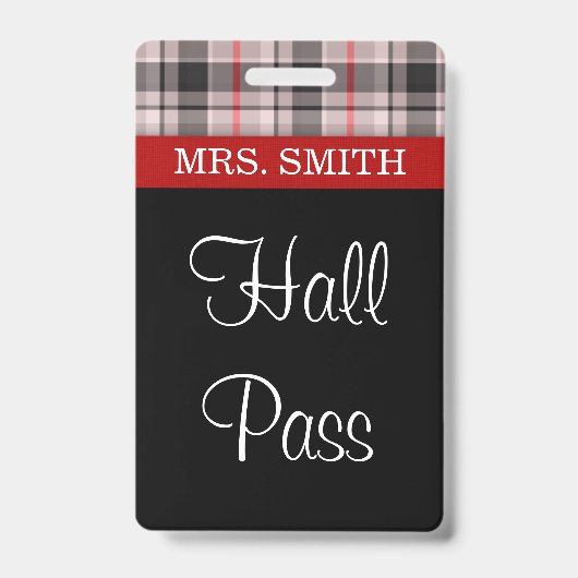 Geruite Stof HALL Pas Badge (Voorzijde)