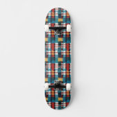 Geruite Teal Rood Geel Wit Skateboard (Voorkant)