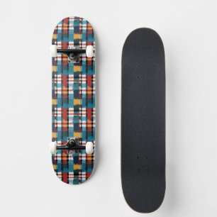 Geruite Teal Rood Geel Wit Skateboard