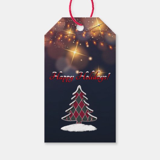Geruite Tree Gift Labels Cadeaulabel (Voorkant)