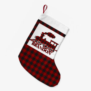 Geruite trein gepersonaliseerd kleine kerstsok