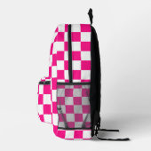 Geruite vierkanten heet roze wit geometrie Monogra Bedrukte Rugzak (Rechts)