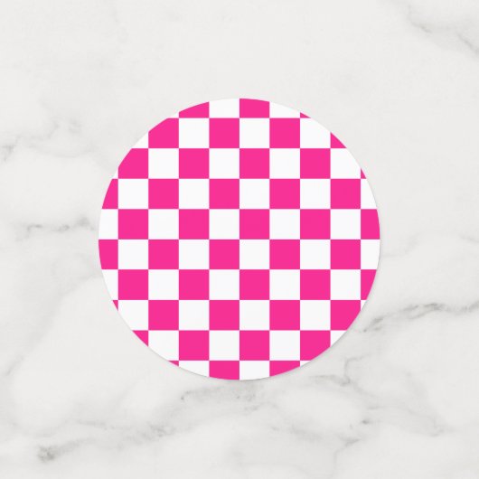 Geruite vierkanten heet roze wit geometrische retr confetti (Kleine voorkant)