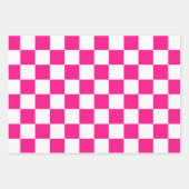 Geruite vierkanten heet roze wit geometrische retr inpakpapier vel (Voorkant)