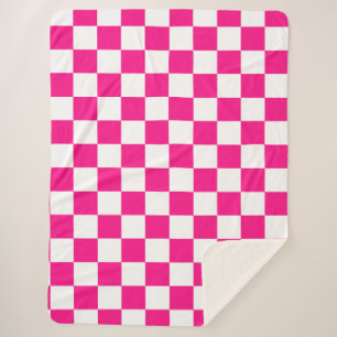 Geruite vierkanten heet roze wit geometrische retr sherpa deken