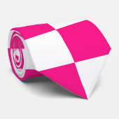 Geruite vierkanten heet roze wit geometrische retr stropdas (Opgerold)