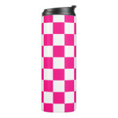 Geruite vierkanten heet roze wit geometrische retr thermosbeker (Gedraaid links)