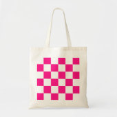 Geruite vierkanten heet roze wit geometrische retr tote bag (Voorkant)