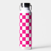 Geruite vierkanten heet roze wit geometrische retr waterfles (Voorkant)