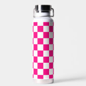 Geruite vierkanten heet roze wit geometrische retr waterfles (Achterkant)