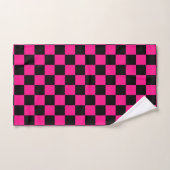 Geruite vierkanten heet roze zwart geometrische re bad handdoek (Handdoek)