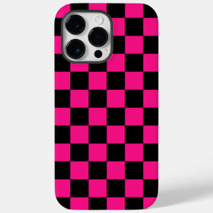 Geruite vierkanten heet roze zwart geometrische re Case-Mate iPhone 14 pro max hoesje
