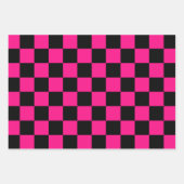 Geruite vierkanten heet roze zwart geometrische re inpakpapier vel (Voorkant 3)