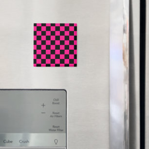 Geruite vierkanten heet roze zwart geometrische re magneet