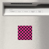 Geruite vierkanten heet roze zwart geometrische re magneet (Insitu (Vaatwasser))