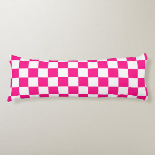 Geruite vierkanten hete roze witte geometrische re lichaamskussen