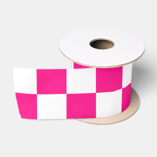 Geruite vierkanten hete roze witte geometrische re lint