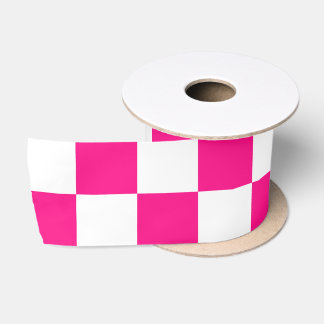 Geruite vierkanten hete roze witte geometrische re lint