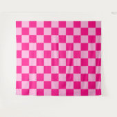 Geruite vierkanten licht heet roze retro wandkleed (Voorkant (horizontaal))