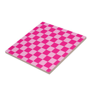 Geruite vierkanten licht roze geometrisch retro tegeltje