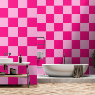 Geruite vierkanten licht warm roze geometrische re behang