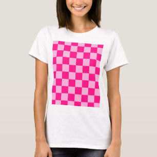 Geruite vierkanten licht warm roze geometrische re t-shirt