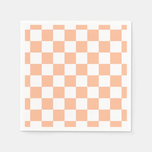 Geruite vierkanten perzik en witte geometrische re servet (Voorkant)