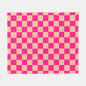 Geruite vierkanten perzik heet roze geometrische r fleece deken (Voorkant (Horizontaal))