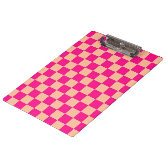Geruite vierkanten perzik heet roze geometrische r klembord (Gekanteld)