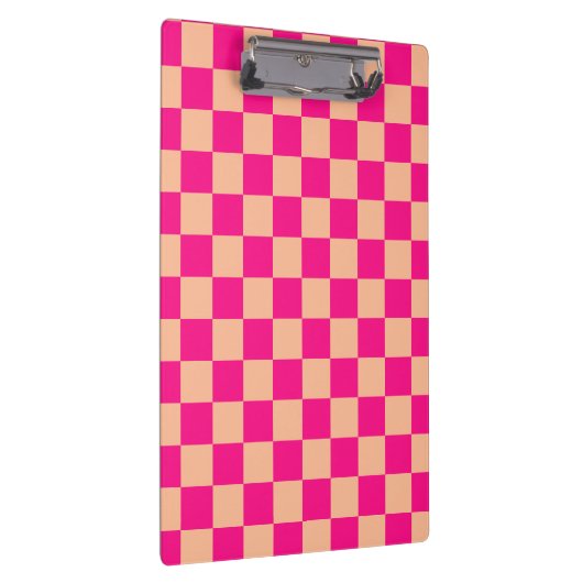 Geruite vierkanten perzik heet roze geometrische r klembord (Rechts)