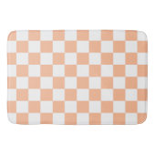 Geruite vierkanten perzik sinaasappel wit geometri badmat (Voorkant)