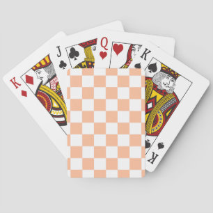 Geruite vierkanten perzik sinaasappel wit geometri pokerkaarten