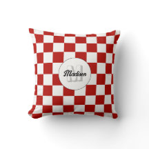 Geruite vierkanten Rood en wit retro monogram
