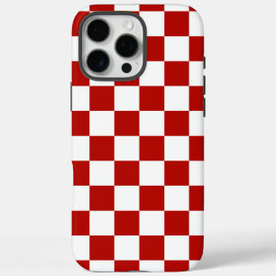 Geruite vierkanten rood wit geometrisch retro iPhone 16 pro max hoesje