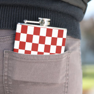 Geruite vierkanten rood wit geometrisch retro heupfles