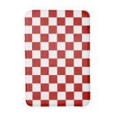 Geruite vierkanten rood wit geometrische retro badmat (Voorkant Verticaal)